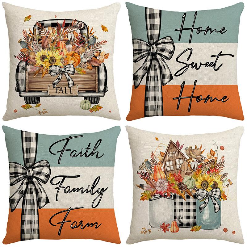 New Thanksgiving Holiday Atmosphere Office Home Rest Decoration Pillow Case Letter Print Pillow