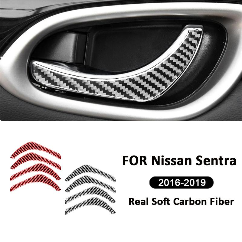 4 Stück Karbonfaser Auto Tür Innenzuggriff Panel Rahmen Dekorative Aufkleber für Nissan Sentra Sylphy 2016- Zubehör