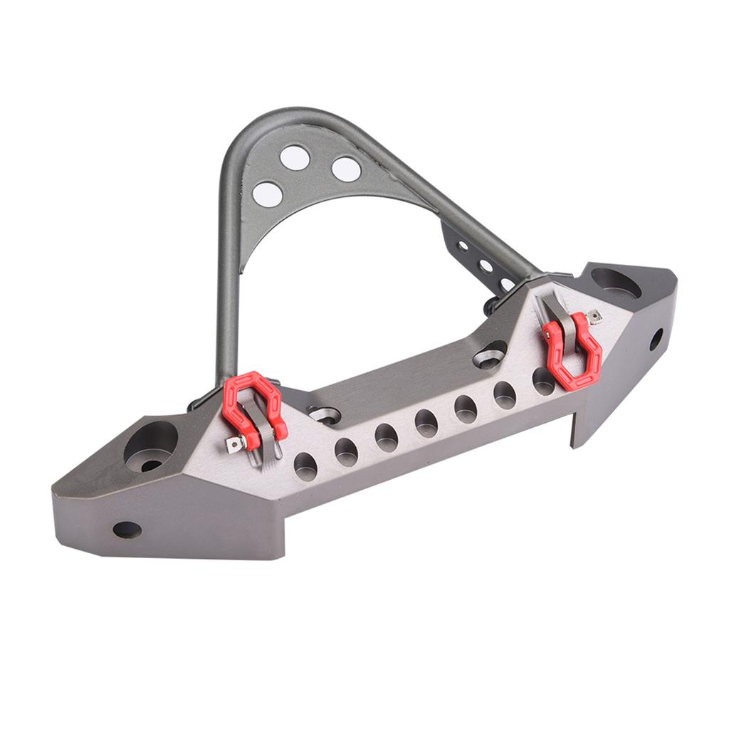 Metal Front Bumper With 2 LED Lights for Traxxas TRX4 110 RC Crawler Car (Titanium Color)