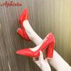 Fashion Aphixta New Barby Pink Pumps Women Shoes 7cm/10cm Square Heels Patent Leather Multicolor Party Leisure Super Big Szie 35-53