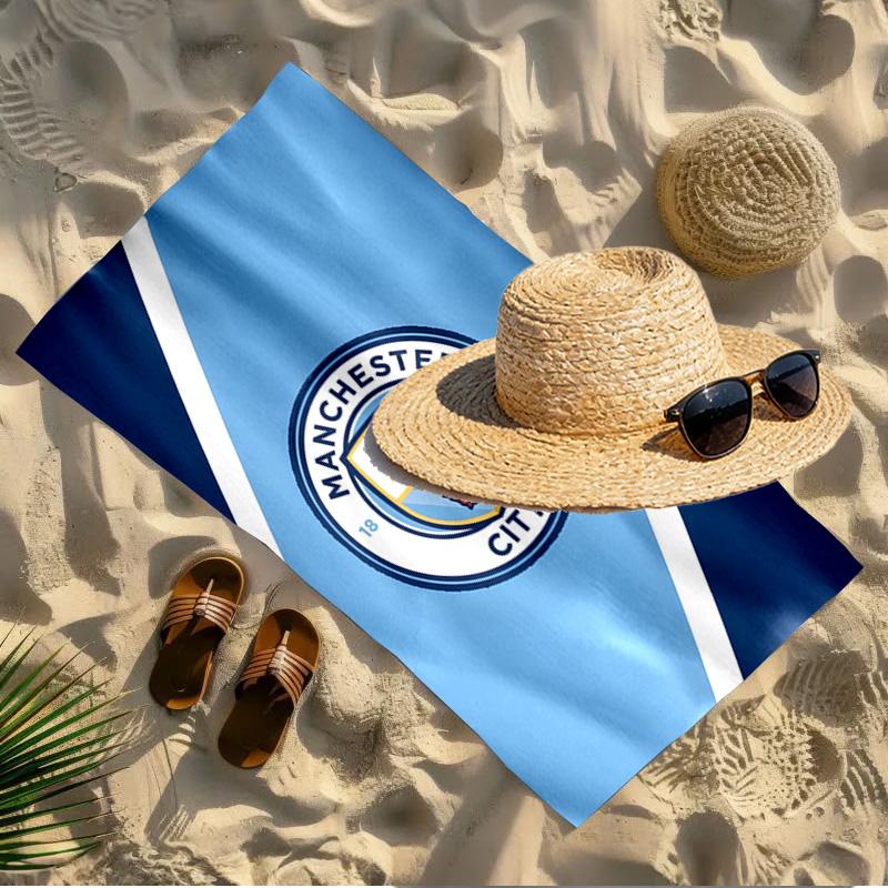 Manchester City FC Druck Strandtuch Design, Weich, Leicht. für Zuhause, Badezimmer, Spa, Pool, Yoga, Surfen, Camping, Geschenk für Familie, Freund