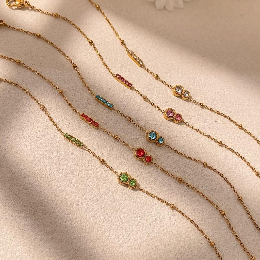 CARLIDANA Gold Plated Non Tarnish Jewelry Zircon New Colorful Zircon Pendant Chic Women Stainless Steel Link Chain Bracelet