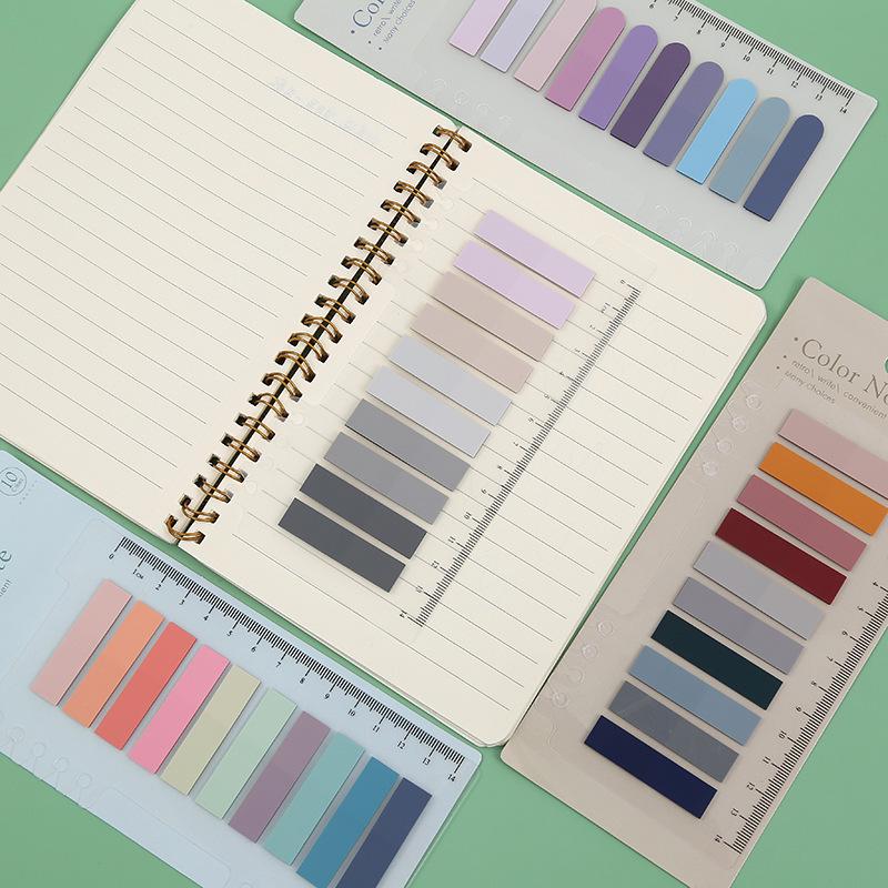 Morandi Color PET Sticky Notes Set - Index Tabs & Colored Notepad Combo