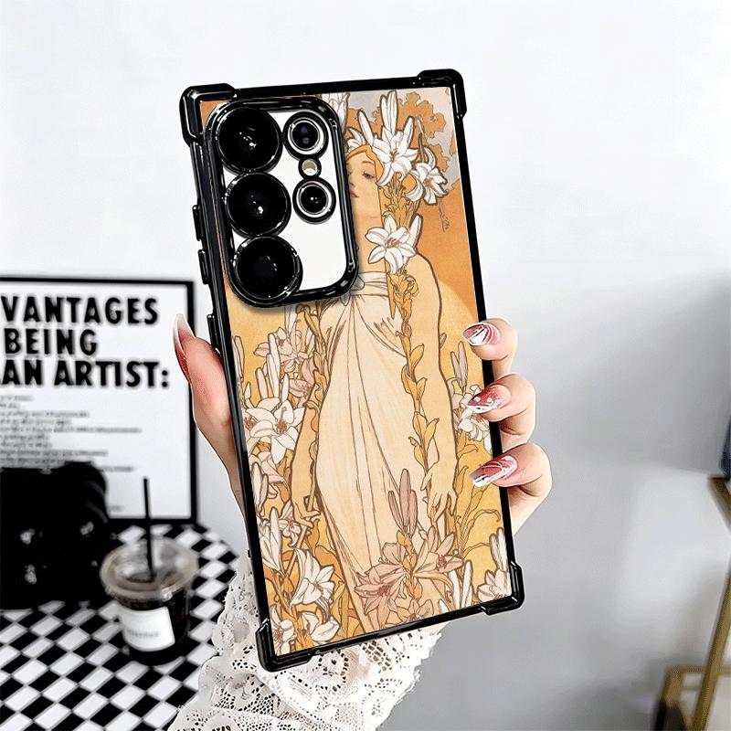 Vintage Alfons Mucha Primavera Plating Phone Case For Samsung Galaxy S24 S25 FE S26 Edge S23 Ultra S22 S21 Plus S20 Anti-Fall Ai