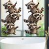 Cute Animal Window Cling Removable Cartoon Squirrel Raccoon Frog Panda Fox Glass Decals for Home Classroom Office Kids' Room Decor