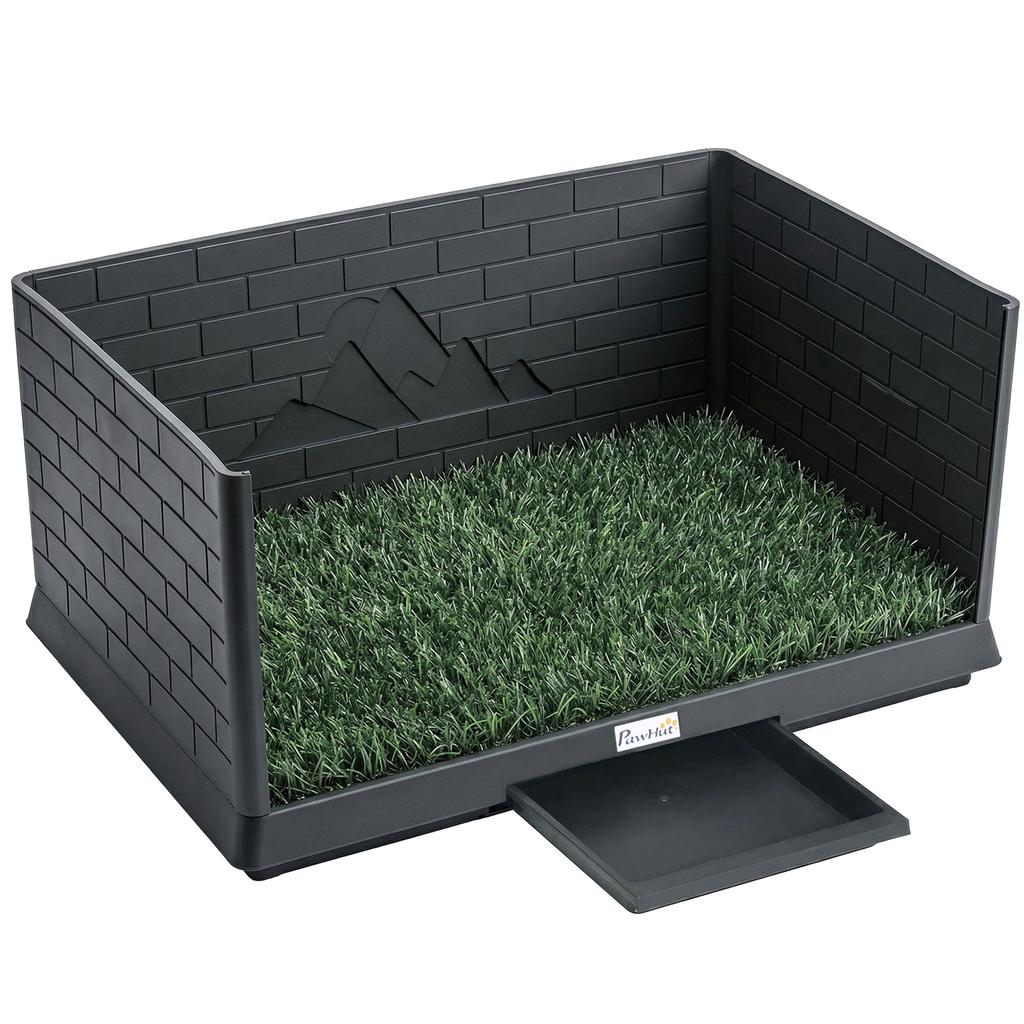 Hundeklo-Schale, Indoor Outdoor Hundetoilette mit hohen Rändern, Kunstrasen, Ausziehbare Schublade, Urinsammelbasis