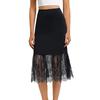 Women Elastic Waist Midi Underskirt Eyelash Lace Hem A‑Line Half Slip Liner Skirt Plus Size