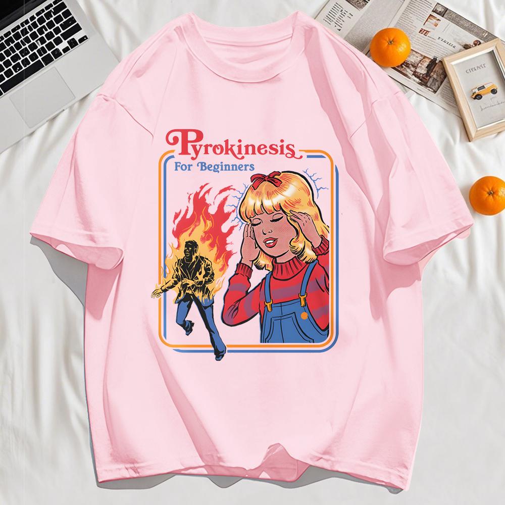 Pyrokinesis For Beginners Printing Unisexs Tshirts Summer Cotton Allmatch T Shirt Oneck Streetwear Hip Hop Unisex Soft Loose Top