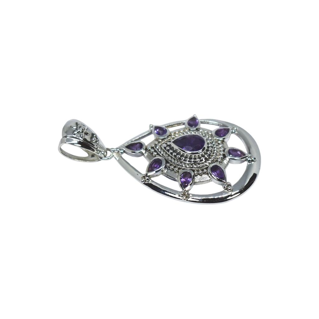 Vintage Style Amethyst Pendant: 925 Sterling Silver Necklace