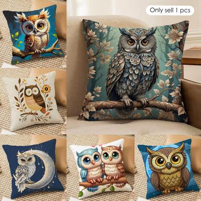 Vintage Owl Pattern Cushion Cover Silky Short Plush Invisible Zipper Dustproof Sofa Pillow Case For Home Decor