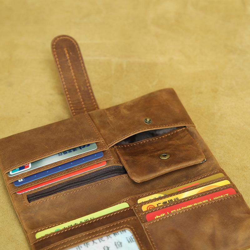 Retro Crazy Horse Leder Geldbörse Erste Schicht Rindsleder Herren Geldbörse Lang und Kurz Leder Multi-Karten Damen Geldbörse