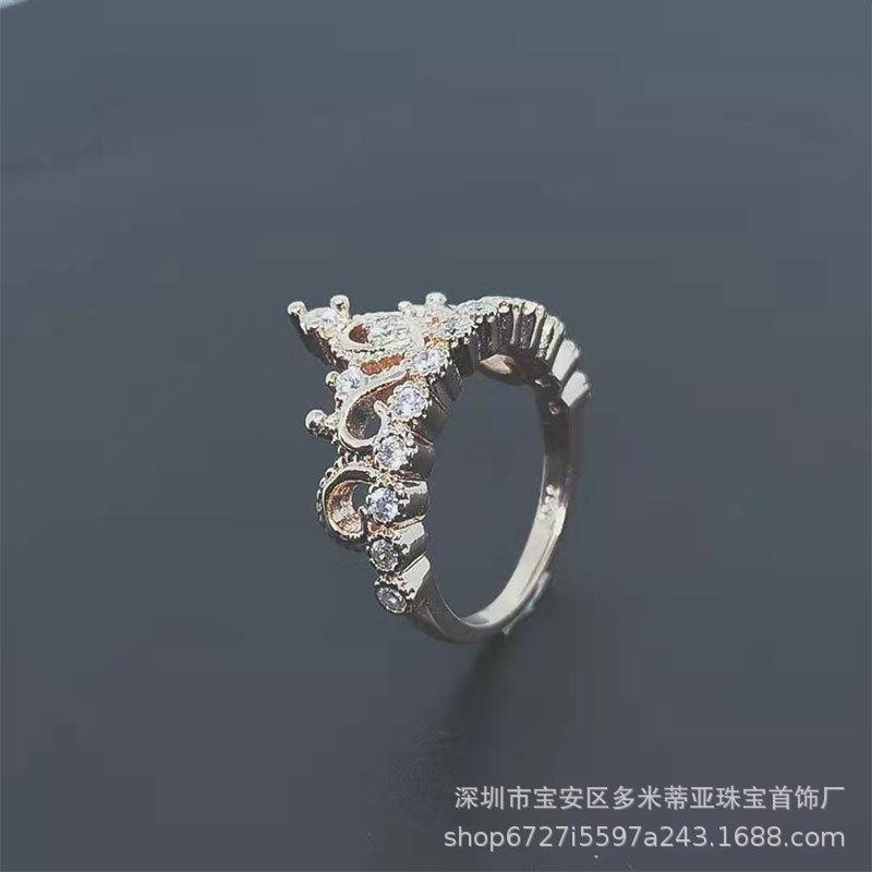 Style jewelry crown series ring fashion women's diamond ring personality high carbon ring