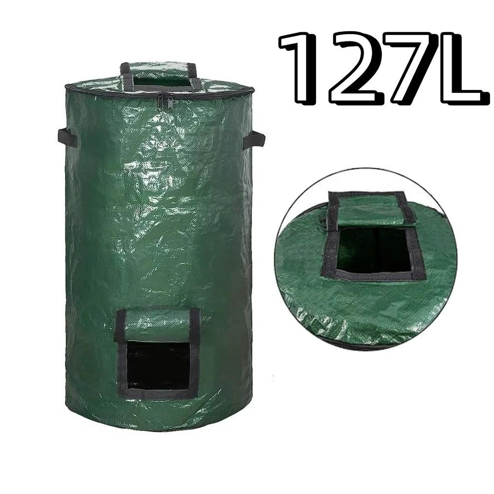 Sealed Compost Bin Bag Zippered Lid Refuse Composter Waste Collector Yard Garbage Bag  Grower