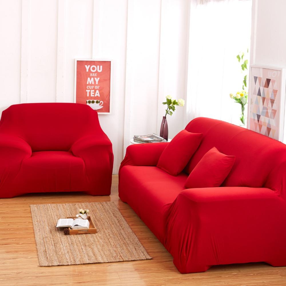 Elastic Solid Color 3 Seater Sofa Cover Dustproof Extendable Stretch Couch Cover All-inclusive Washable Sofaslip Apartment