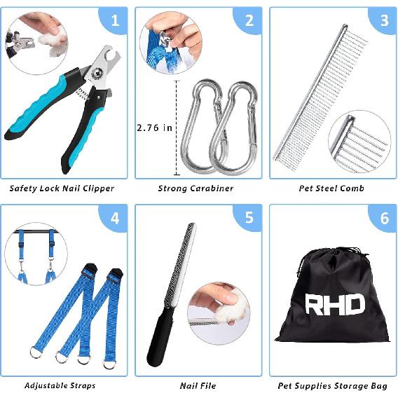 RHD Dog Grooming Hammock Harness for Small Dog and Cats, Dog Grooming Sling, Pet Grooming Hammock, Pet Grooming Supplies Kit with Nail Clippers, Nail
