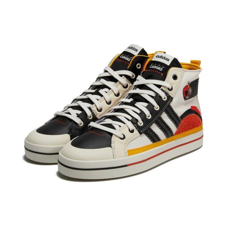 Adidas Neo City Canvas Hi Fabric Leather Comfortable Casual Slip Resistant Durable Mid Top Skate Shoes Unisex Sneakers White Black Orange GY2187
