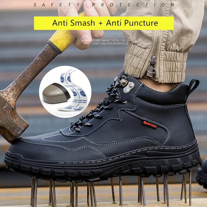 Waterproof Work Shoes Men Labor Shoes Anti-slip Leather Safety Shoes Men Safety Shoes Steel Toe Safety Sneakers for Work