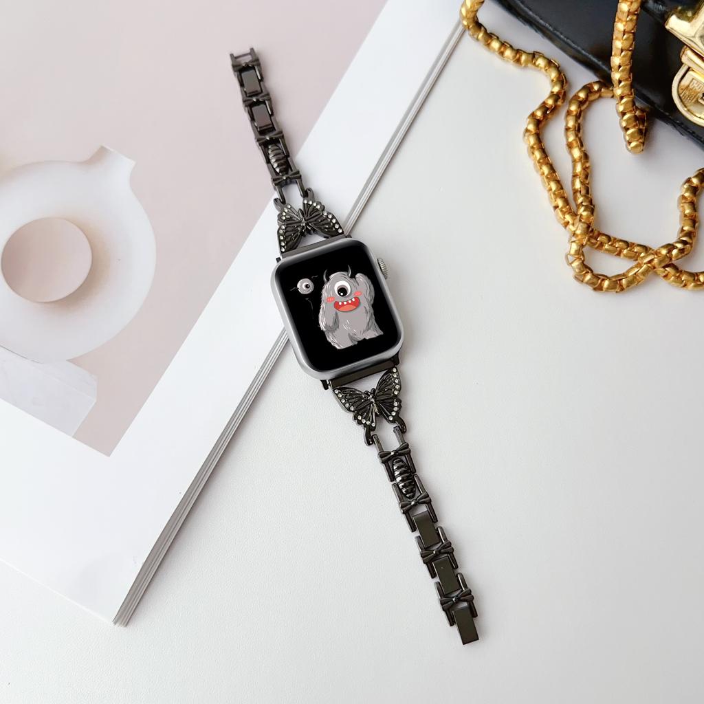 Butterfly Alloy Fashion Watch Bands for Watch 10/9/8/7 IWatch 40/42/44/45mm Bangle Design Press Buckle Full Color Printing