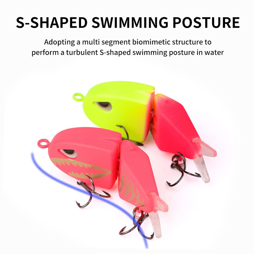 Realistic Fishing Lures 2 Joint Fishing Swimbait Colorful Mini Double Hook Swim Bait for Trout Freshwater Saltwater Fishing Gear