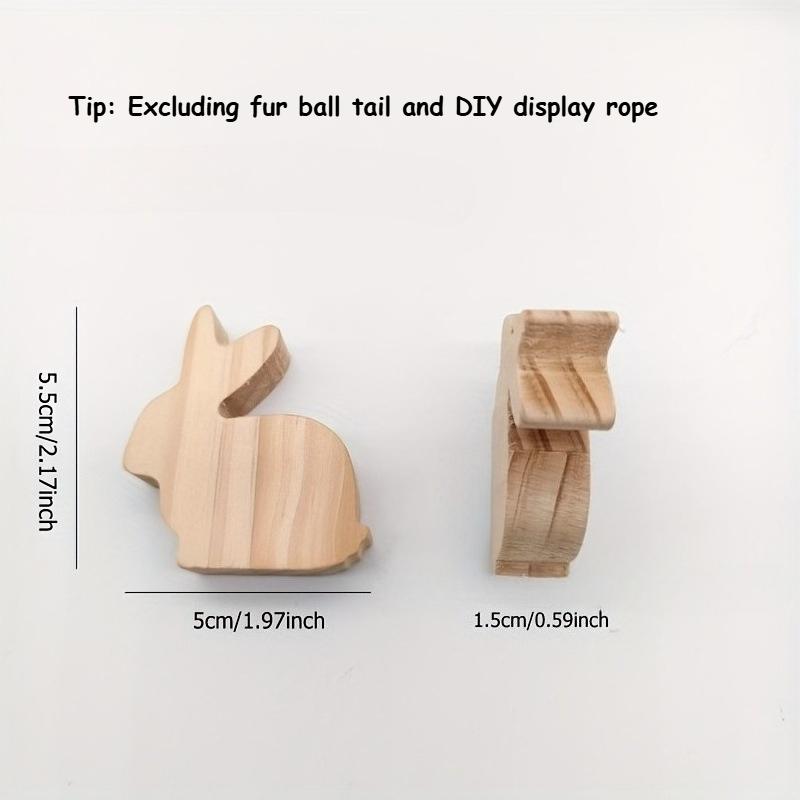 12pcs/6pcs Easter Rabbit Ornaments Home Crafts Rabbit Decorative Ornaments Cute Wooden 3D Rabbit with Bow and Tail