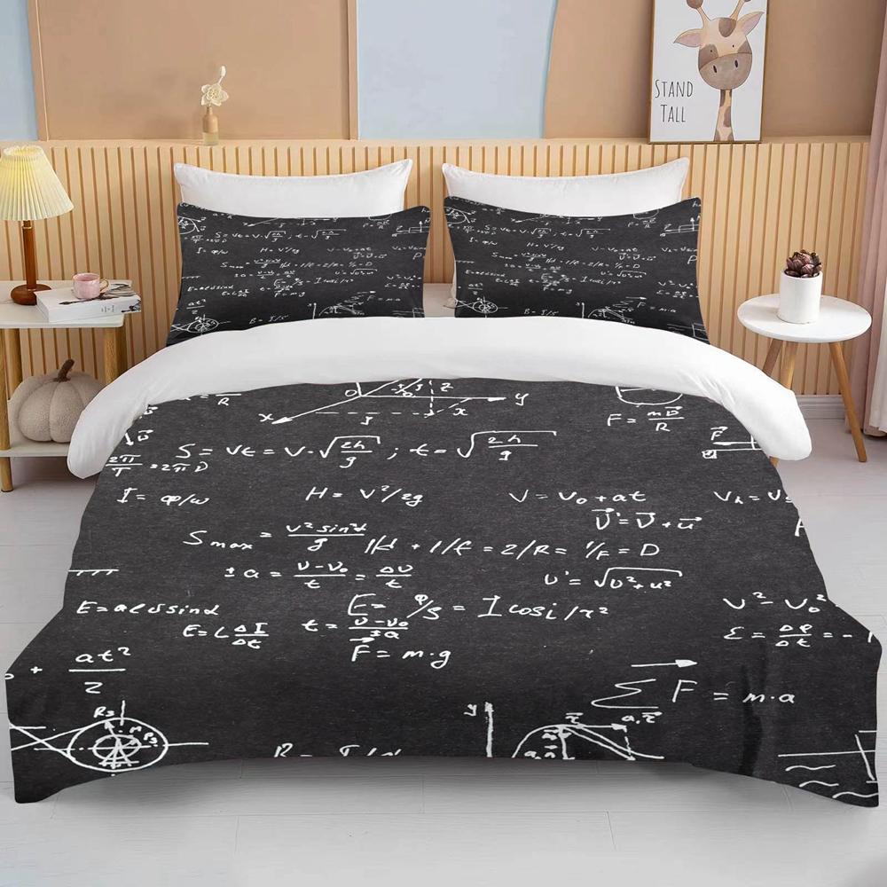 

Math Formula Bedding Set Luxury Black White Duvet Cover For Adults Home Textiles Bed Linen Design EU single(135x200cm)