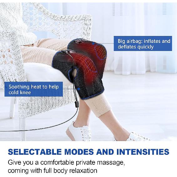 

CINCOM Heated Knee Massager, Air Compression Knee Massager with Heat for Pain Relief Knee Brace Wrap for Knee Arthritis,Injury,Joint Pain 3 Modes & 3