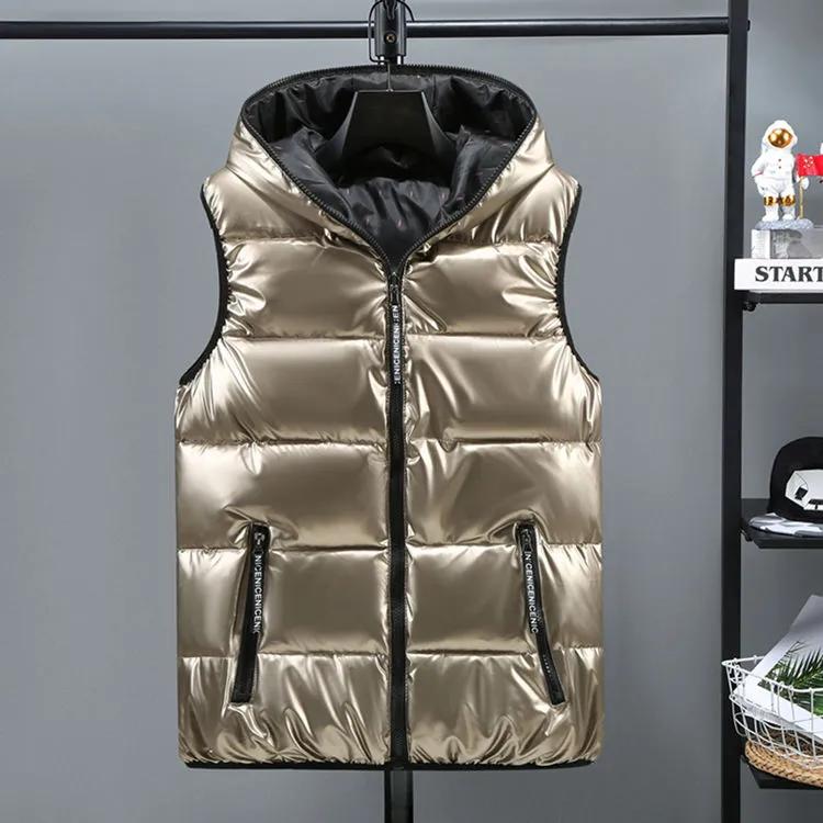 Men's Solid-Color Hooded Vest for Fall/Winter Stylish Plus Size Casual Jacket for Young Adults