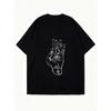 Oversized T Shirt Black Hand Eye Symbol Print Casual Streetwear Fashion Top for Women
