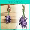 Leather Bag Charm With Lavender Flowers Handcrafted For Winter Fashion Accessory
