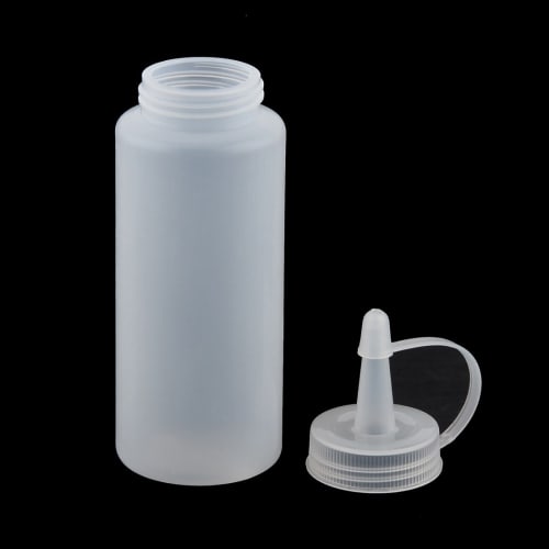 Uxcell Plastic Condiment Bottles for Oil and Sauces, Dispenser with Nozzle Caps, White, 200ml, Set of 2