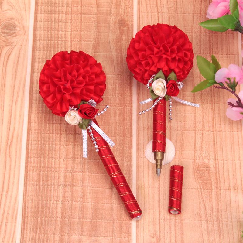 1PC Creative Coloful Flower Bow Bonny Ballpoint Pen Fresh Long Stick Sign Pen For Wedding Gift