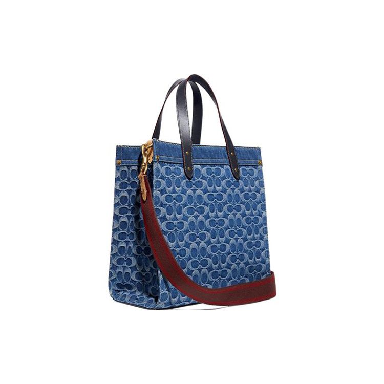 Coach Field 30 Large Capacity Water Ripple Removable Shoulder Strap Fabric Tote Bag Shopping Crossbody Shoulder Handbag Women Tote CA108-B4UDF