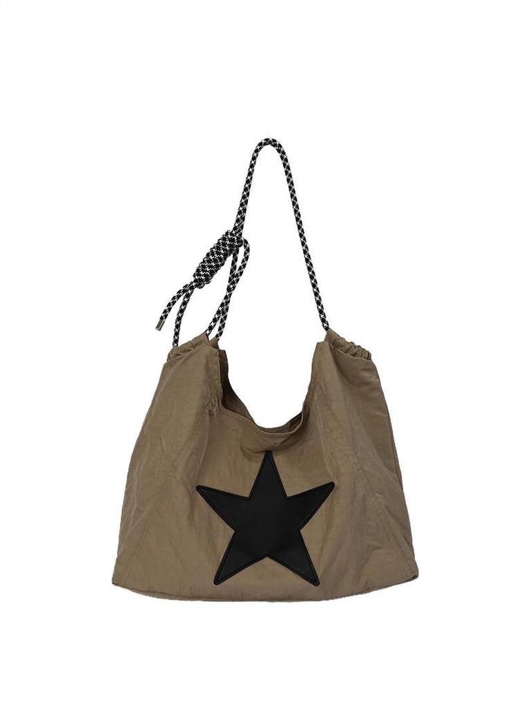 New Women's Large Capacity Nylon Tote with Star Drawstring