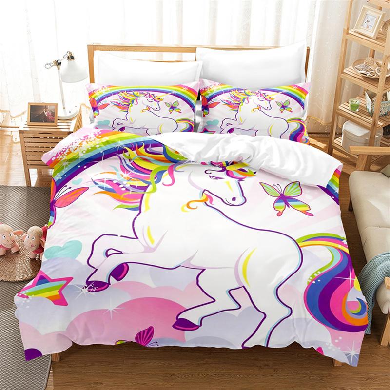 Flower Deer Bedding Sets Cartoon Animal Kid‘s Duvet Cover Boys Girls Cute King Quilt Cover Bedroom Bed Set Queen Bedding Set