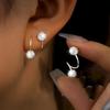 Stainless Steel Spiral Rod Earrings with Rhinestone Inlay