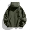 Men's Large Size Trend Casual Top Youth Hooded Everything Loose Jacket Elastic Drawstring Solid Color Windproof Jacket