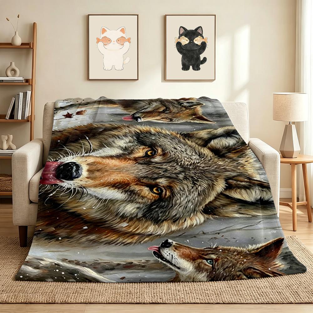Wolf Pack Flannel Blanket Throw Blanket Soft Warm Sofa Bed Camping home Decor Unique Christmas Gift C9261398