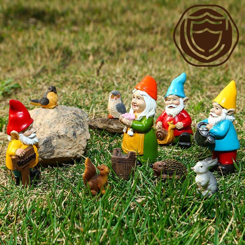 6.5cm Garden Gnome Animal Figurine Resin Decor Gift Box Christmas Holiday Ornament Kids Friends