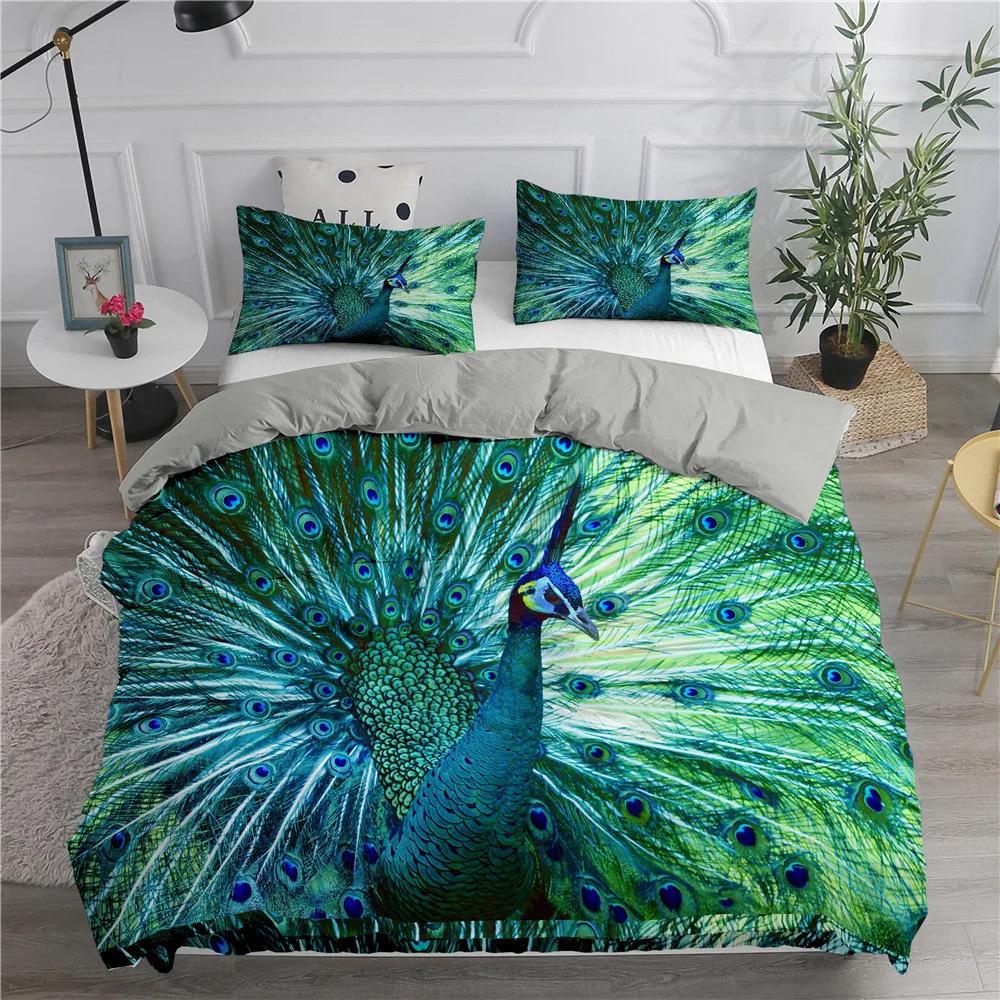 

Oil Painting Style Peacock Open Screen Pattern Duvet Set Three-Piece Set 135 * 200 (two-piece set)