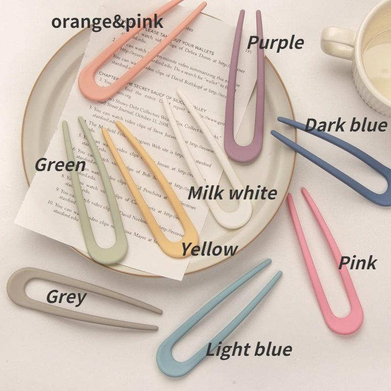 Fashion Candy Color Hair Sticks for Women Shell Hair Clip Pins 1pcs Minimalist U Shape Girls Hairpins Hair Bun Maker Headwear