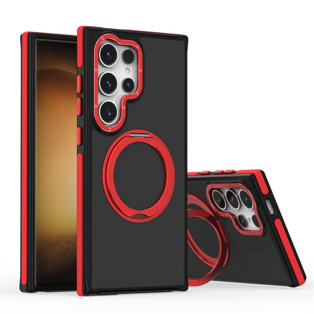 Luxury Rotating Magnetic Stand Armour Phone Case For Samsung S25 S24 Ultra S23 Plus Metal Folding Holder Shockproof Bumper Cover