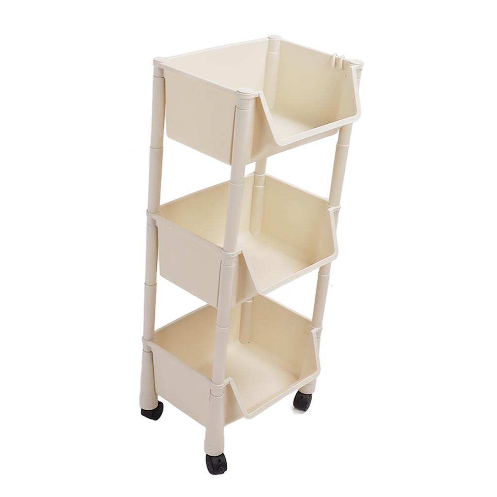Movable Vertical Shelf PP Essy To Install Save Space Slide Out Utility Cart for Office Bathroom