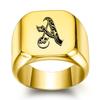 Europe, America 26 Personalized English Initials Titanium Steel Ring Male Retro Punk Square 14MM Gold Trendy Male Wholesale