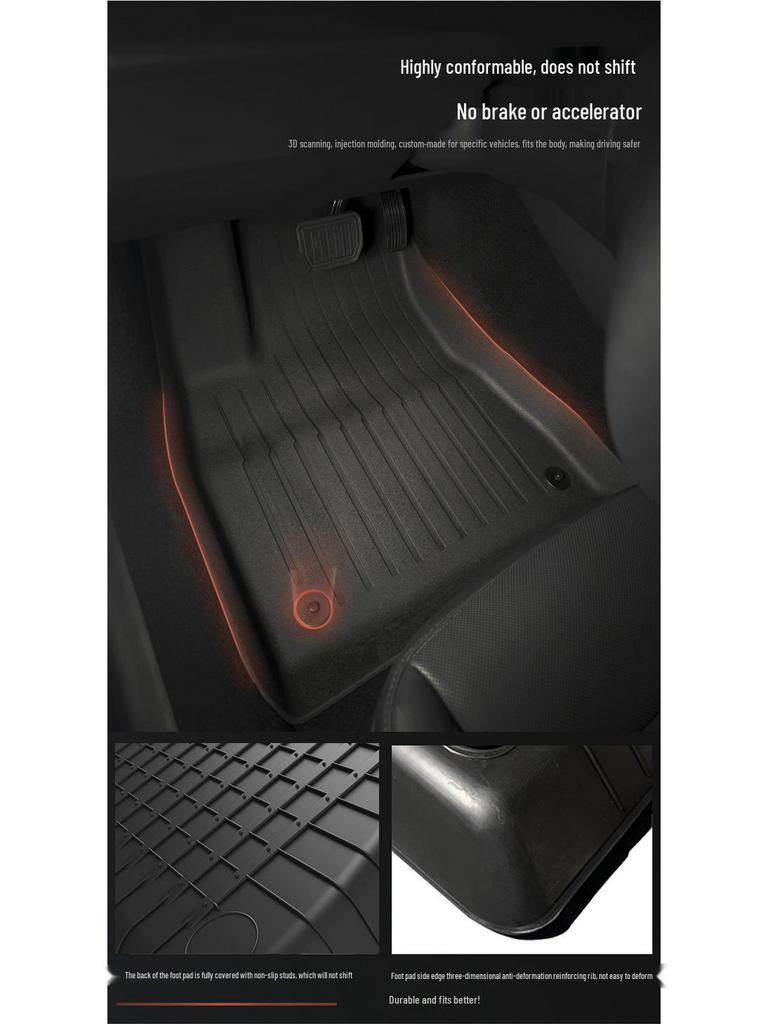 Tesla Model 3 Waterproof TPE Floor Mats, Double-Layer, Wear-Resistant with Lamb's Wool, Facelift Version.