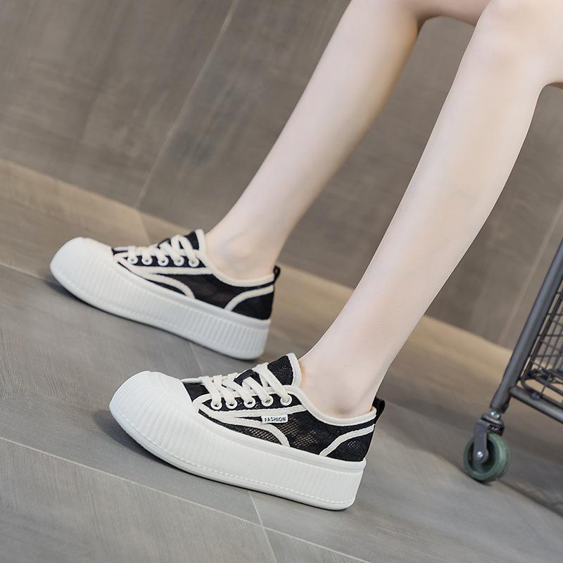 New Fisherman Shoes Lace Mesh Platform Biscuit Board Shoes Niche Ugly Cute Breathable Versatile Casual Big Head Bread Shoes