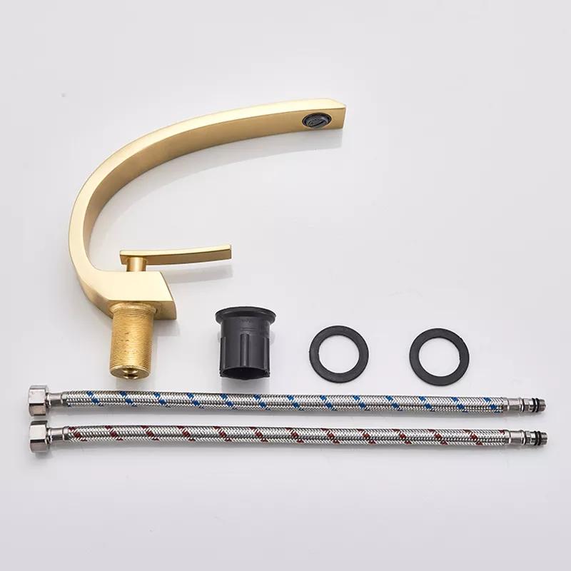 Bathroom Basin Faucet Deck Mount Washing Sink Cold and Hot Water Mixer Tap Creative Curved Mixers