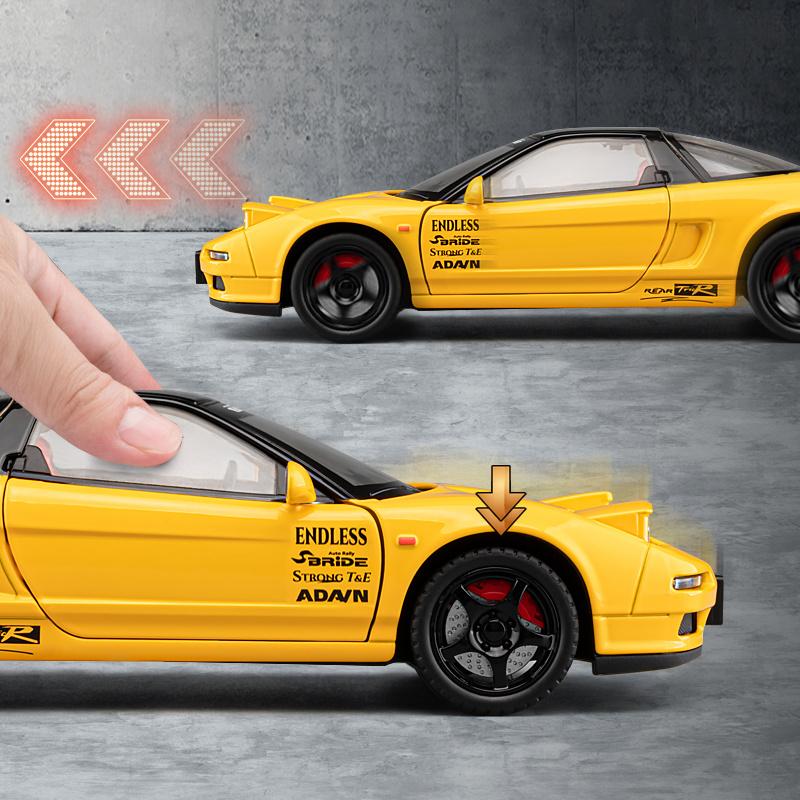 1:24 HONDA Acura NSX MK1 NA1 Alloy Sports Car Model Diecast Metal Classic Racing Car Vehicle Model Sound and Light Kids Toy Gift ake256