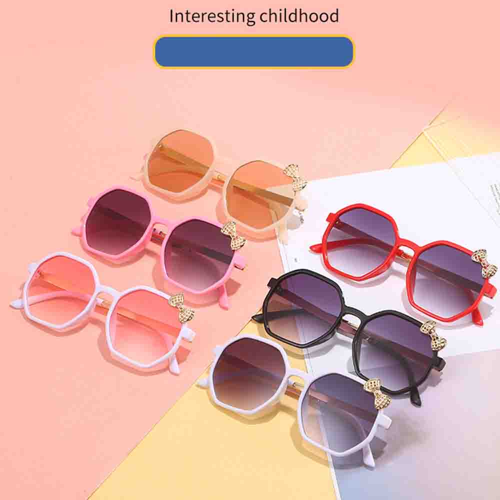 New Brand Metal Bow Children's Cartoon Sunglasses Fashion Polygonal Sunglasses Cute Girls boys Babys Sunscreen Sunglasses