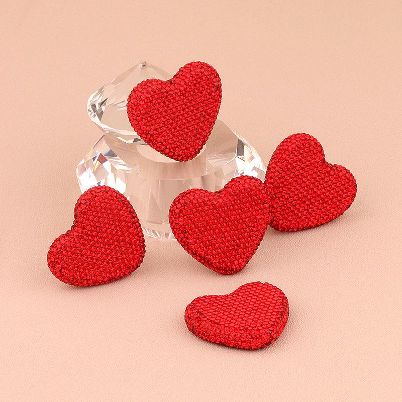 45mm Red Heart Rhinestone Polymer Clay Beads for DIY Jewelry & Phone Charms