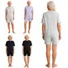 Women’s Special Needs Adaptive Romper Short Sleeve Shorts Bottom Back Zipper Bodysuit with Feeding Tube Access for Daily Care